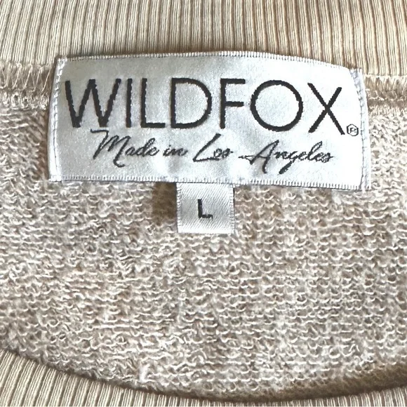 Wildfox L French Terry Oversized Sweatshirt Cozy Comfy Beige Animal Print - Picture 6 of 6